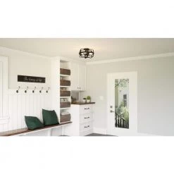 Manzel 14 in. 3-Light Matte Black Flush Mount by Quoizel -Quoizel Sales matte black quoizel flush mount lights qfl5592mbk 66 1000