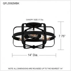 Manzel 14 in. 3-Light Matte Black Flush Mount by Quoizel -Quoizel Sales matte black quoizel flush mount lights qfl5592mbk 76 1000