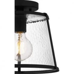 Labrant 10.5 in. 1-Light Matte Black Semi-Flush Mount by Quoizel -Quoizel Sales matte black quoizel flush mount lights qfl5612mbk 44 1000