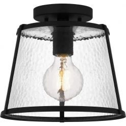Labrant 10.5 in. 1-Light Matte Black Semi-Flush Mount by Quoizel
