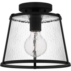 Labrant 10.5 in. 1-Light Matte Black Semi-Flush Mount by Quoizel -Quoizel Sales matte black quoizel flush mount lights qfl5612mbk c3 1000