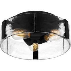 Angora 14 in. 3-Light Matte Black Flush Mount by Quoizel -Quoizel Sales matte black quoizel flush mount lights qfl5636mbk 1f 1000