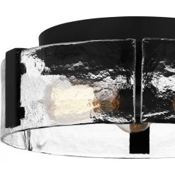 Angora 14 in. 3-Light Matte Black Flush Mount by Quoizel -Quoizel Sales matte black quoizel flush mount lights qfl5636mbk 44 1000