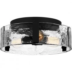 Angora 14 in. 3-Light Matte Black Flush Mount by Quoizel -Quoizel Sales matte black quoizel flush mount lights qfl5636mbk 4f 1000