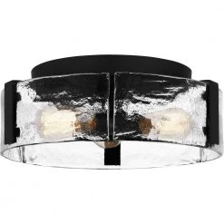 Angora 14 in. 3-Light Matte Black Flush Mount by Quoizel