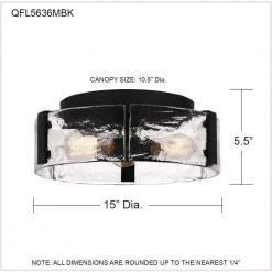 Angora 14 in. 3-Light Matte Black Flush Mount by Quoizel -Quoizel Sales matte black quoizel flush mount lights qfl5636mbk fa 1000