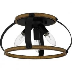 Overbank 12.75 in. 3-Light Matte Black Flush Mount by Quoizel -Quoizel Sales matte black quoizel flush mount lights qfl5638mbk 1f 1000