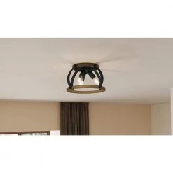 Overbank 12.75 in. 3-Light Matte Black Flush Mount by Quoizel -Quoizel Sales matte black quoizel flush mount lights qfl5638mbk 31 1000