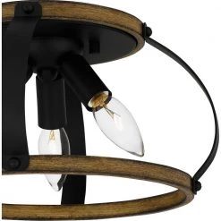 Overbank 12.75 in. 3-Light Matte Black Flush Mount by Quoizel -Quoizel Sales matte black quoizel flush mount lights qfl5638mbk 44 1000