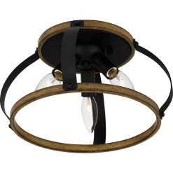 Overbank 12.75 in. 3-Light Matte Black Flush Mount by Quoizel -Quoizel Sales matte black quoizel flush mount lights qfl5638mbk 4f 1000