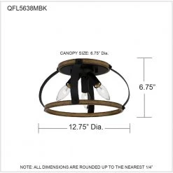 Overbank 12.75 in. 3-Light Matte Black Flush Mount by Quoizel -Quoizel Sales matte black quoizel flush mount lights qfl5638mbk 76 1000