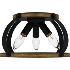 Overbank 12.75 in. 3-Light Matte Black Flush Mount by Quoizel -Quoizel Sales matte black quoizel flush mount lights qfl5638mbk c3 1000