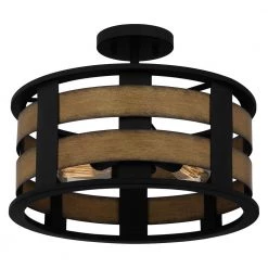 Milton 3-Light Matte Black Semi-Flush Mount by Quoizel -Quoizel Sales matte black quoizel flush mount lights qsf5337mbk 1f 1000