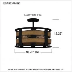 Milton 3-Light Matte Black Semi-Flush Mount by Quoizel -Quoizel Sales matte black quoizel flush mount lights qsf5337mbk fa 1000