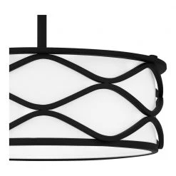 Tallow 16 in. 3-Light Matte Black Semi-Flush Mount with Fabric Shade by Quoizel -Quoizel Sales matte black quoizel flush mount lights qsf5340mbk 44 1000