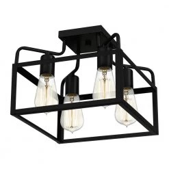 Paulsen 4-Light Matte Black Semi-Flush Mount by Quoizel -Quoizel Sales matte black quoizel flush mount lights qsf5349mbk 1f 1000
