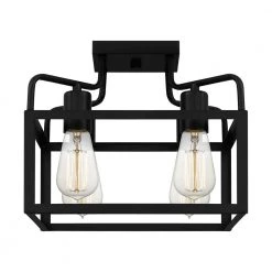 Paulsen 4-Light Matte Black Semi-Flush Mount by Quoizel -Quoizel Sales matte black quoizel flush mount lights qsf5349mbk 4f 1000