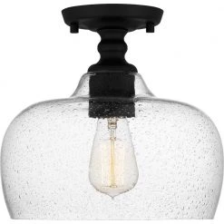 Remington 10.5 in. 1-Light Matte Black Semi-Flush Mount by Quoizel -Quoizel Sales matte black quoizel flush mount lights qsf5588mbk 1f 1000