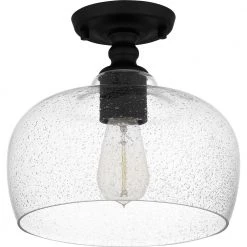 Remington 10.5 in. 1-Light Matte Black Semi-Flush Mount by Quoizel -Quoizel Sales matte black quoizel flush mount lights qsf5588mbk 4f 1000