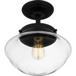 Wrede 11.75 in. 1-Light Matte Black Semi-Flush Mount by Quoizel -Quoizel Sales matte black quoizel flush mount lights qsf5591mbk 1f 1000