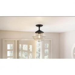 Wrede 11.75 in. 1-Light Matte Black Semi-Flush Mount by Quoizel -Quoizel Sales matte black quoizel flush mount lights qsf5591mbk 31 1000