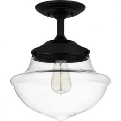 Wrede 11.75 in. 1-Light Matte Black Semi-Flush Mount by Quoizel -Quoizel Sales matte black quoizel flush mount lights qsf5591mbk 4f 1000