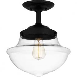 Wrede 11.75 in. 1-Light Matte Black Semi-Flush Mount by Quoizel