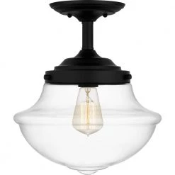 Wrede 11.75 in. 1-Light Matte Black Semi-Flush Mount by Quoizel -Quoizel Sales matte black quoizel flush mount lights qsf5591mbk c3 1000