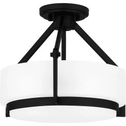 Collinham 14.25 in. 2-Light Matte Black Semi-Flush Mount by Quoizel -Quoizel Sales matte black quoizel flush mount lights qsf5598mbk 1f 1000