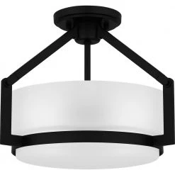 Collinham 14.25 in. 2-Light Matte Black Semi-Flush Mount by Quoizel -Quoizel Sales matte black quoizel flush mount lights qsf5598mbk 4f 1000