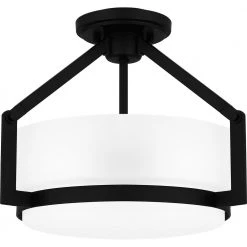 Collinham 14.25 in. 2-Light Matte Black Semi-Flush Mount by Quoizel