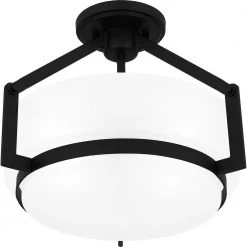 Collinham 14.25 in. 2-Light Matte Black Semi-Flush Mount by Quoizel -Quoizel Sales matte black quoizel flush mount lights qsf5598mbk c3 1000