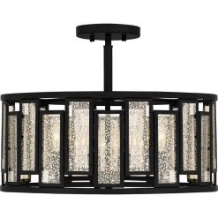 Bankston 18.25 in. 4-Light Matte Black Semi-Flush Mount by Quoizel -Quoizel Sales matte black quoizel flush mount lights qsf5600mbk 1f 1000