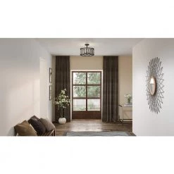 Bankston 18.25 in. 4-Light Matte Black Semi-Flush Mount by Quoizel -Quoizel Sales matte black quoizel flush mount lights qsf5600mbk 31 1000