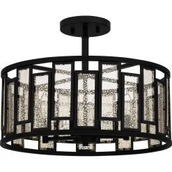 Bankston 18.25 in. 4-Light Matte Black Semi-Flush Mount by Quoizel -Quoizel Sales matte black quoizel flush mount lights qsf5600mbk 4f 1000