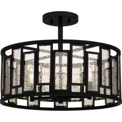 Bankston 18.25 in. 4-Light Matte Black Semi-Flush Mount by Quoizel