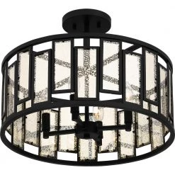 Bankston 18.25 in. 4-Light Matte Black Semi-Flush Mount by Quoizel -Quoizel Sales matte black quoizel flush mount lights qsf5600mbk c3 1000