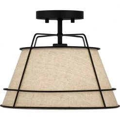 Burbidge 13 in. 1-Light Matte Black Semi-Flush Mount by Quoizel -Quoizel Sales matte black quoizel flush mount lights qsf5629mbk 4f 1000