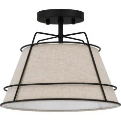 Burbidge 13 in. 1-Light Matte Black Semi-Flush Mount by Quoizel -Quoizel Sales matte black quoizel flush mount lights qsf5629mbk c3 1000