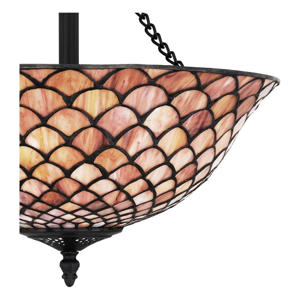 Ursa 16 in. 2-Light Matte Black Semi-Flush Mount with Multicolor Art Glass by Quoizel 8 Ursa 16 in. 2-Light Matte Black Semi-Flush Mount with Multicolor Art Glass by Quoizel - Image 6