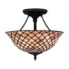 Ursa 16 in. 2-Light Matte Black Semi-Flush Mount with Multicolor Art Glass by Quoizel -Quoizel Sales matte black quoizel flush mount lights tf5329mbk 64 1000