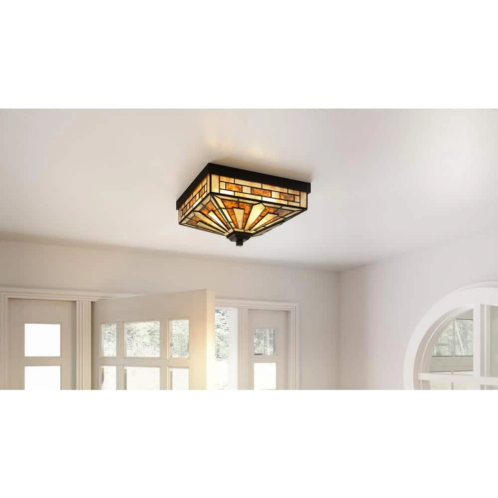 Hathaway 14 in. 3-Light Matte Black Flush Mount by Quoizel 4 Hathaway 14 in. 3-Light Matte Black Flush Mount by Quoizel - Image 2