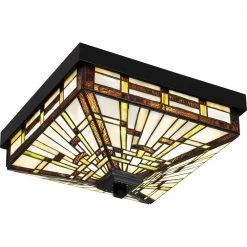 Mill Run 14 in. 3-Light Matte Black Flush Mount by Quoizel -Quoizel Sales matte black quoizel flush mount lights tf5626mbk 1f 1000