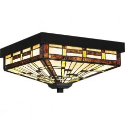 Mill Run 14 in. 3-Light Matte Black Flush Mount by Quoizel