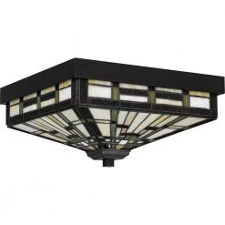 Mill Run 14 in. 3-Light Matte Black Flush Mount by Quoizel -Quoizel Sales matte black quoizel flush mount lights tf5626mbk c3 1000