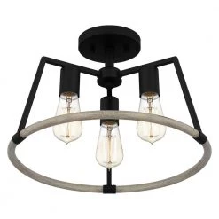 Tippet 3-Light Matte Black Semi-Flush Mount by Quoizel 14 Tippet 3-Light Matte Black Semi-Flush Mount by Quoizel -Quoizel Sales matte black quoizel flush mount lights tpt1716mbk 1f 1000