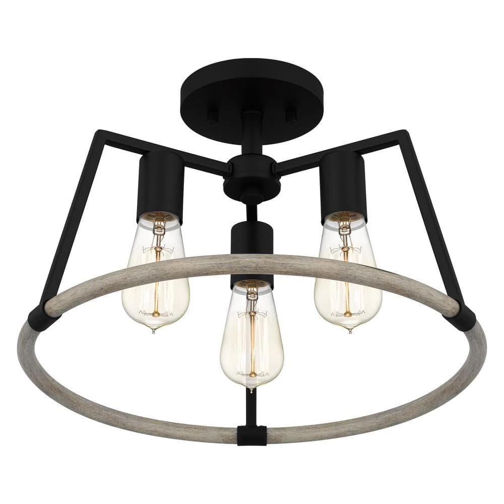 Tippet 3-Light Matte Black Semi-Flush Mount by Quoizel 7 Tippet 3-Light Matte Black Semi-Flush Mount by Quoizel - Image 5