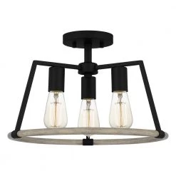 Tippet 3-Light Matte Black Semi-Flush Mount by Quoizel 13 Tippet 3-Light Matte Black Semi-Flush Mount by Quoizel -Quoizel Sales matte black quoizel flush mount lights tpt1716mbk 4f 1000