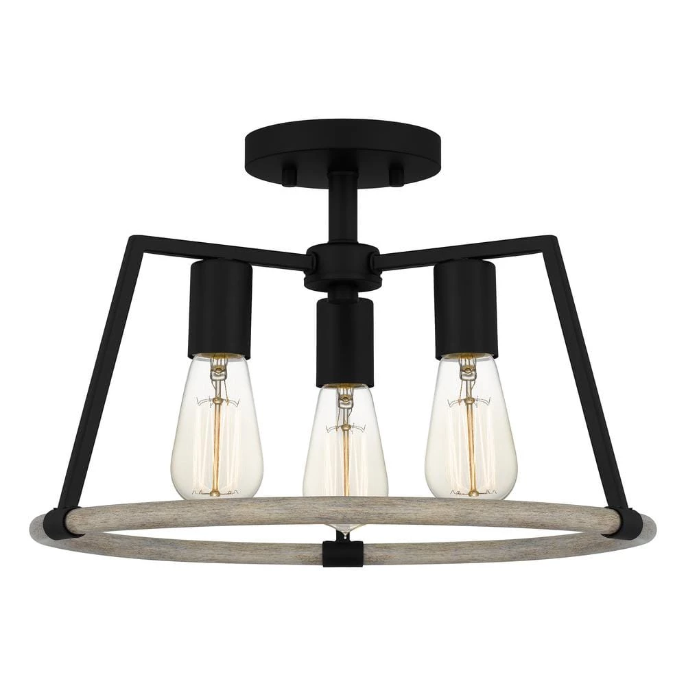 Tippet 3-Light Matte Black Semi-Flush Mount by Quoizel 6 Tippet 3-Light Matte Black Semi-Flush Mount by Quoizel - Image 4