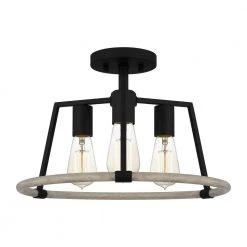Tippet 3-Light Matte Black Semi-Flush Mount by Quoizel